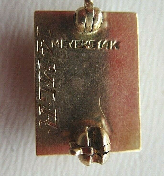 USA FRATERNITY PIN TAU NU LAMBDA. MADE IN GOLD 14K. NAMED. MARKED.1312