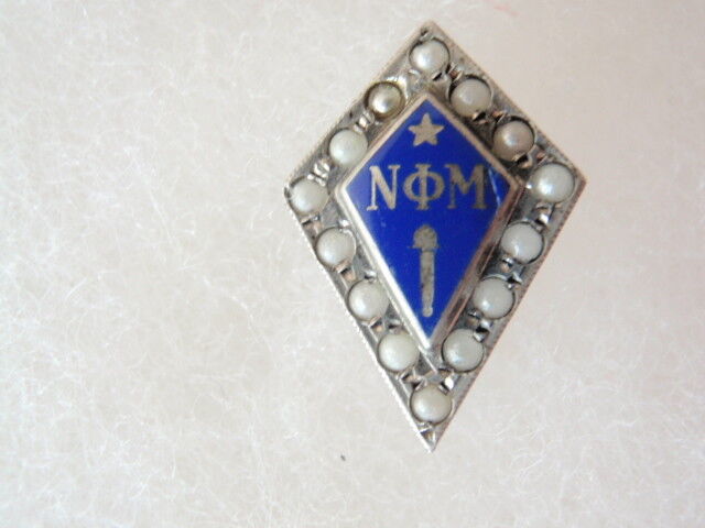 USA FRATERNITY PIN NU PHI MU. MADE IN SILVER. PEARLS. 135