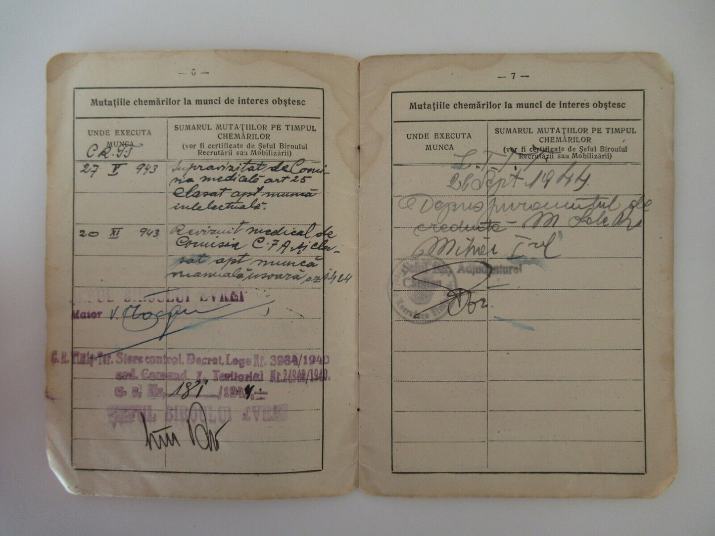 ROMANIA SOLDIER'S DOCUMENT BOOKLET FOR JEWISH SOLDIERS. RARE!!! MEDAL