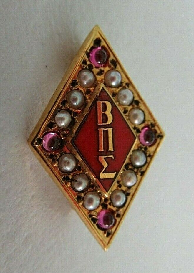 USA FRATERNITY PIN BETA PI SIGMA. MADE IN GOLD. RUBIES. 1003