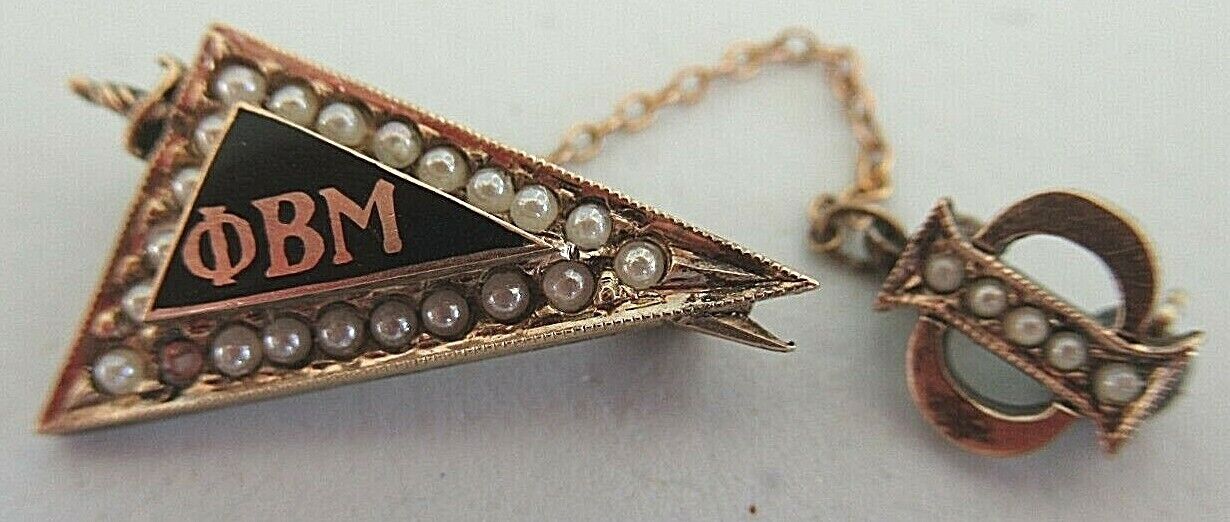 USA FRATERNITY PIN PHI BETA MU. MADE IN GOLD. MARKED 1349