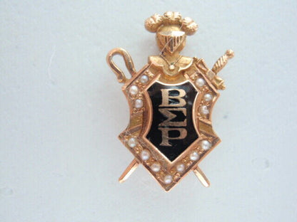 USA FRATERNITY PIN BETA SIGMA RHO. MADE IN GOLD 14K. PEARLS. 402