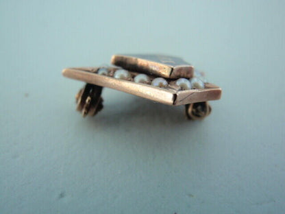 USA FRATERNITY PIN ALPHA BETA CHI. MADE IN GOLD. PEARLS. MARKED. NAMED