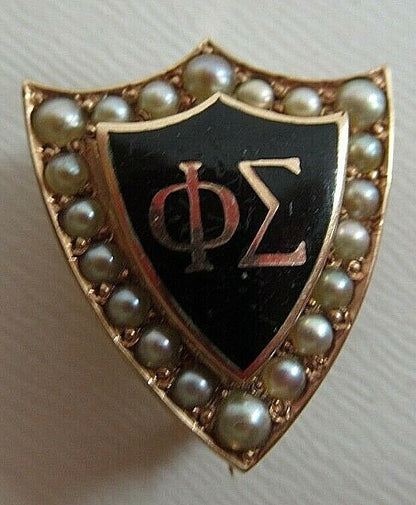 USA FRATERNITY PIN PHI SIGMA. MADE IN GOLD. NAMED. MARKED. ALPHA. 1292