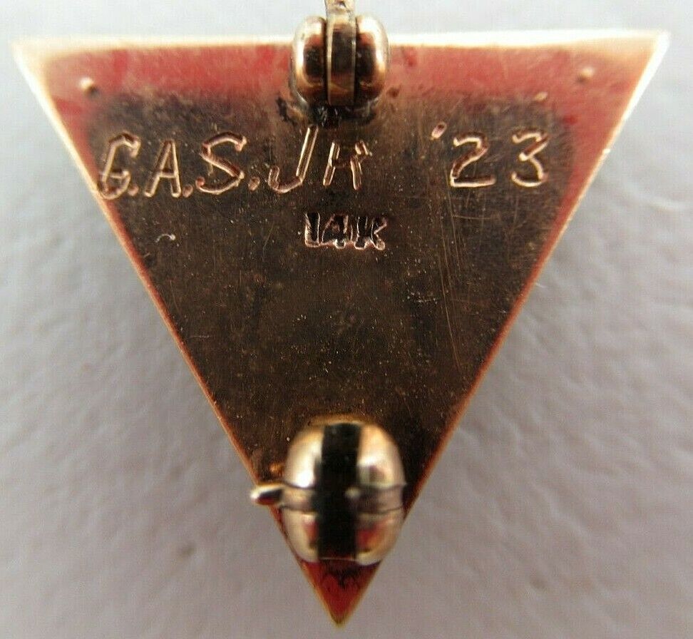 USA FRATERNITY SWEETHEART PIN. MADE IN GOLD 14K. 3 DIAMONDS. 1923. NAM