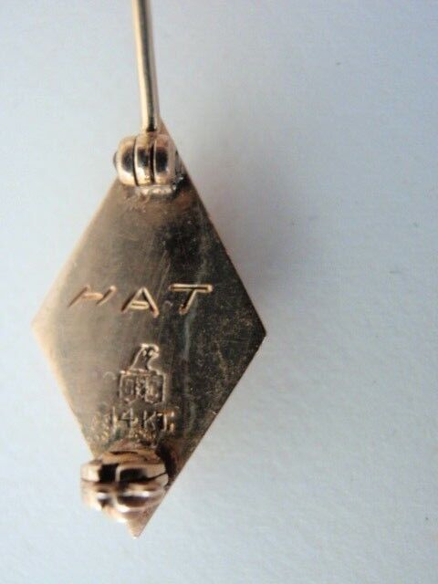 USA FRATERNITY PIN CHI EPSILON CHI. MADE IN GOLD 14K. PEARLS. NAMED. 3