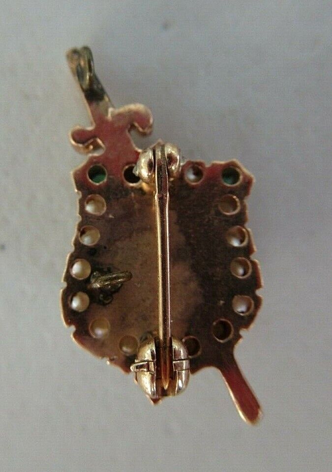 USA FRATERNITY PIN PHI DELTA THETA. MADE IN GOLD! RUBIES & DIAMOND! 17