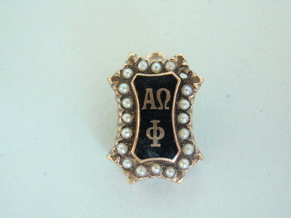 USA FRATERNITY PIN ALPHA OMEGA PHI. MADE IN GOLD 10K. NAMED. MARKED. 6