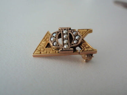 USA FRATERNITY PIN PHI DELTA KAPPA. MADE IN GOLD 14K. PEARLS. NAMED. 3