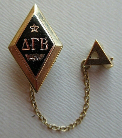 USA FRATERNITY PIN DELTA GAMMA BETA. MADE IN GOLD. MARKED. 1215