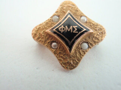 USA FRATERNITY PIN PHI MU SIGMA. MADE IN GOLD. 1920. NAMED. 372