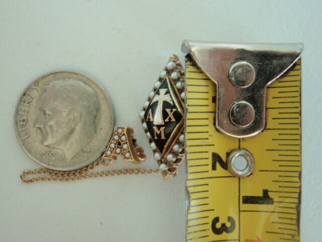 USA FRATERNITY PIN ALPHA CHI MU. MADE IN GOLD. NAMED. 649