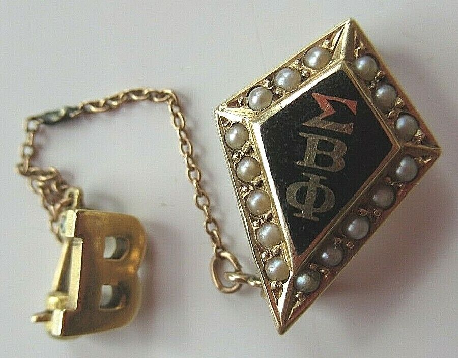 USA FRATERNITY PIN SIGMA BETA PHI. MADE IN GOLD 14K. NAMED. MARKED. 12