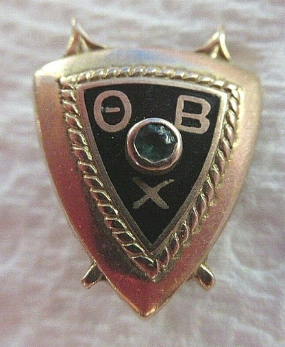 USA FRATERNITY PIN THETA BETA CHI. MADE IN GOLD 10K. RUBY. NAMED. MARK