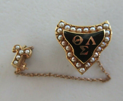 USA FRATERNITY PIN THETA LAMBDA SIGMA. MADE IN GOLD. NAMED. MARKED. 14