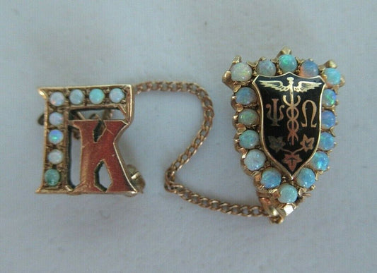 USA FRATERNITY PIN PSI OMEGA MADE IN GOLD. ALL OPALS! 1733