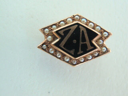 USA FRATERNITY PIN ZETA ALPHA. MADE IN GOLD 10K. NAMED. 686