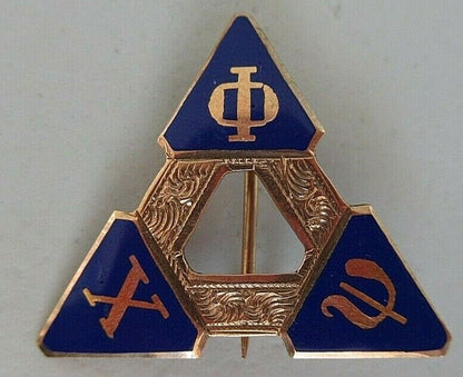 USA FRATERNITY PIN PHI CHI PSI. MADE IN GOLD. NAMED. 1338