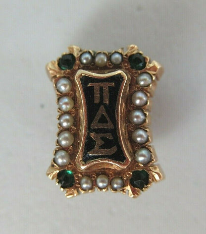 USA FRATERNITY PIN PI DELTA SIGMA. MADE IN GOLD 14K. RUBIES. 7.04 GRAM