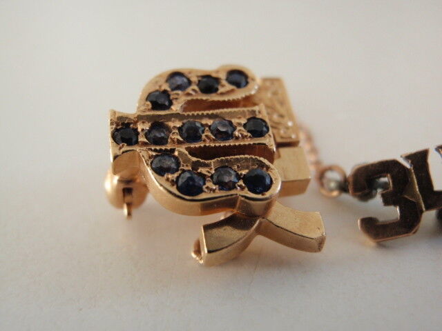 USA FRATERNITY PIN ALPHA KAPPA PSI. MADE IN GOLD. SAPPHIRES. 1928. NAM