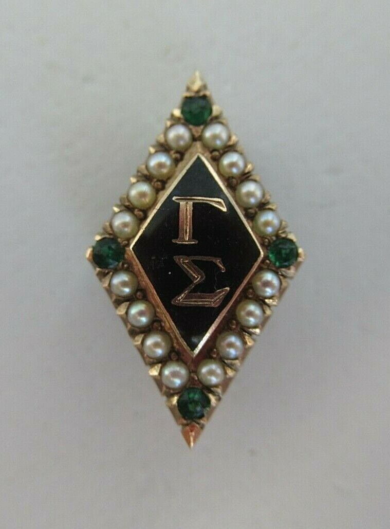 USA FRATERNITY PIN GAMMA SIGMA. MADE IN GOLD 10K. RUBIES. 1591