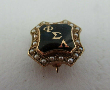 USA FRATERNITY PIN PHI SIGMA LAMBDA. MADE IN GOLD. NAMED. 1619