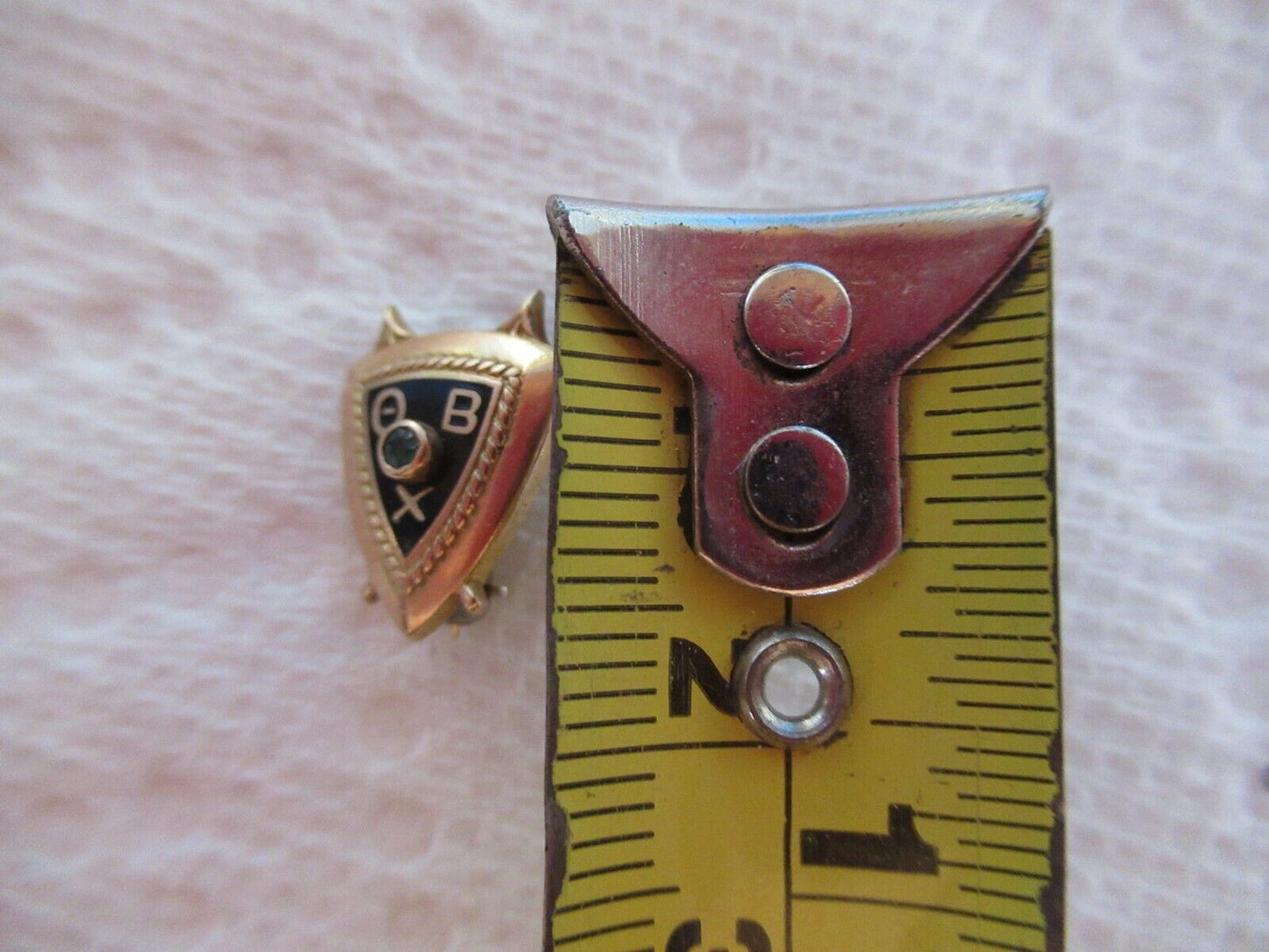 USA FRATERNITY PIN THETA BETA CHI. MADE IN GOLD 10K. RUBY. NAMED. MARK