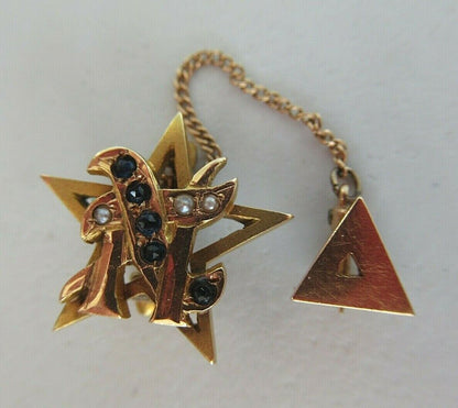 USA FRATERNITY PIN PI. MADE IN GOLD 14K. RUBIES. MARKED. 1693