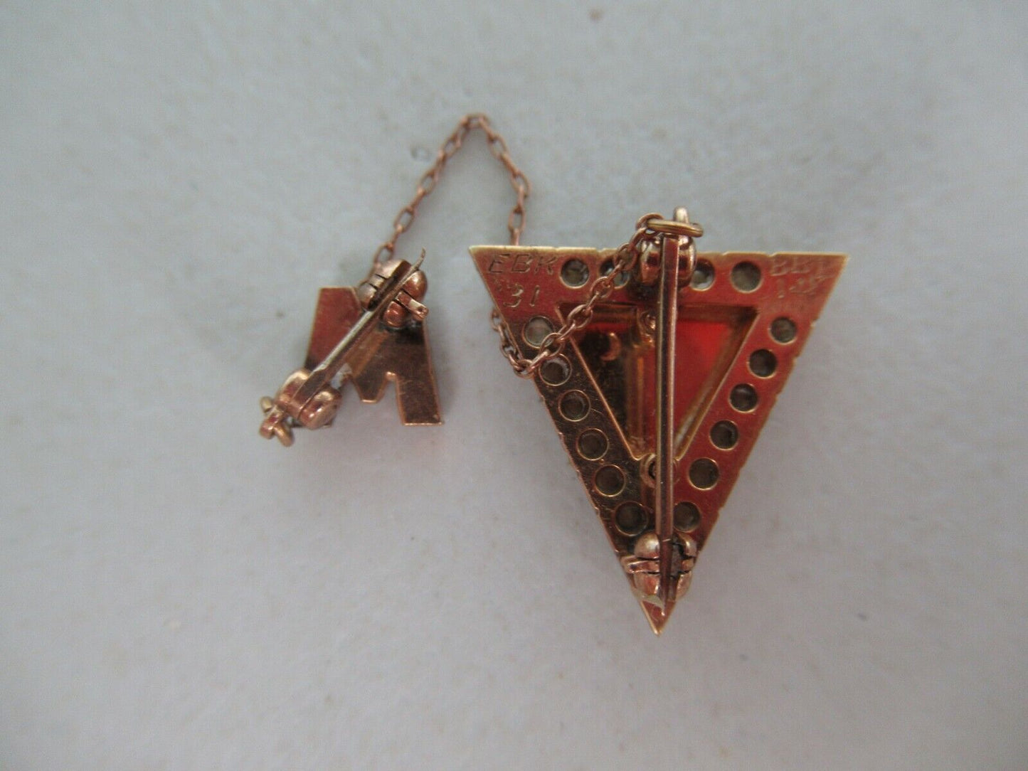 USA FRATERNITY PIN PI MU. MADE IN GOLD 14K. DATED 1931. NAMED. MARKED.