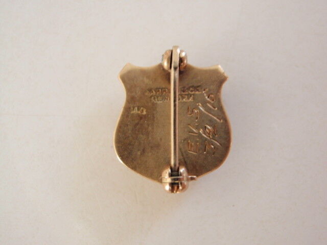 美国兄弟会 PIN CHI 三角洲。 14K 金制成。 1910.命名。 293