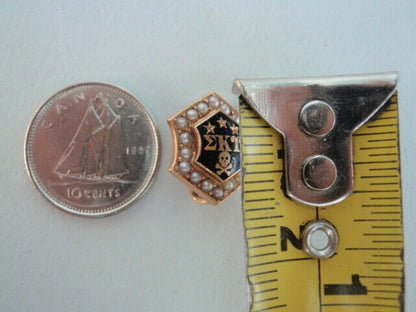 美国兄弟会 PIN SIGMA KAPPA UPSILON 。黄金制造。珍珠。 1907.N