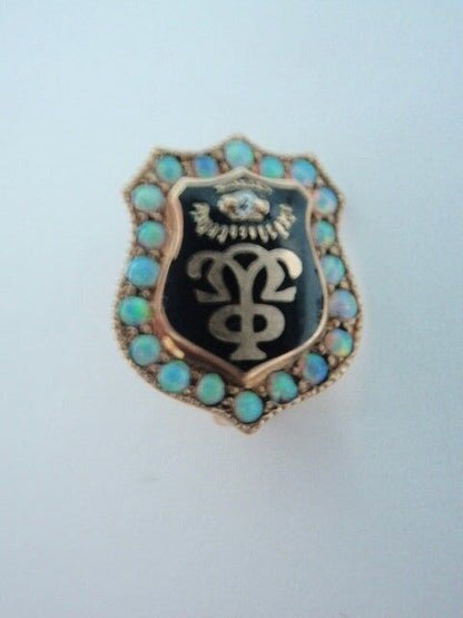 USA FRATERNITY PIN UPSILON OMEGA PHI. MADE IN GOLD. OPALS. NAMED. 41