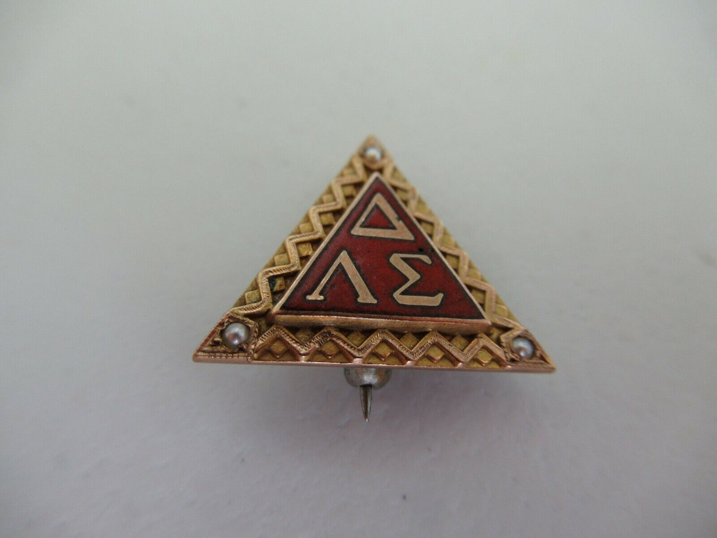 USA FRATERNITY PIN DELTA LAMBDA SIGMA. MADE IN GOLD. NAMED. 853