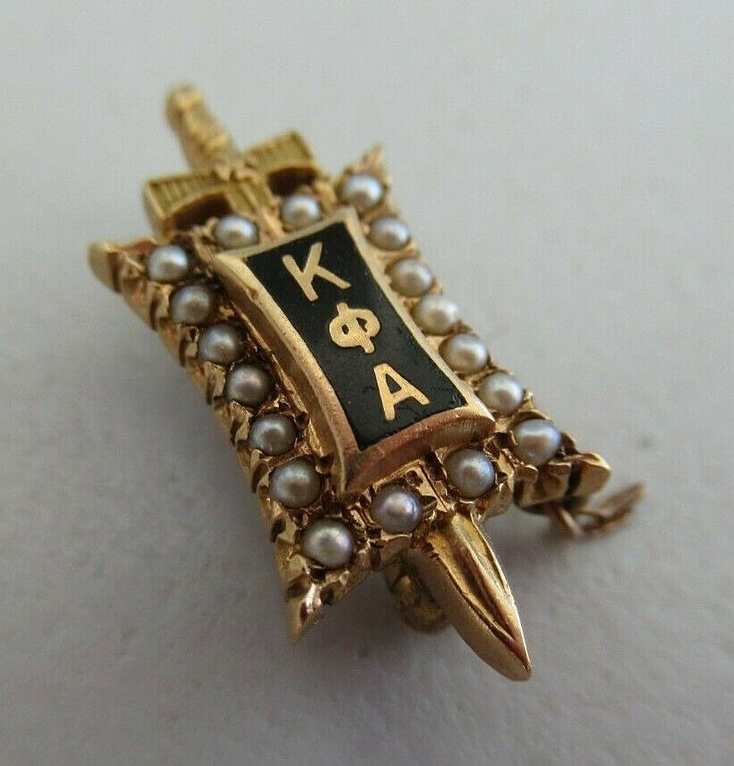 USA FRATERNITY PIN KAPPA PHI ALPHA. MADE IN GOLD 14K. NAMED. 1768