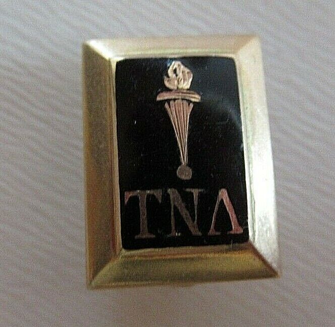 USA FRATERNITY PIN TAU NU LAMBDA. MADE IN GOLD 14K. NAMED. MARKED.1312