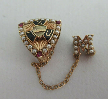 USA FRATERNITY SWEETHEART PIN. MADE IN GOLD 10K. RUBIES. MARKED. 1677