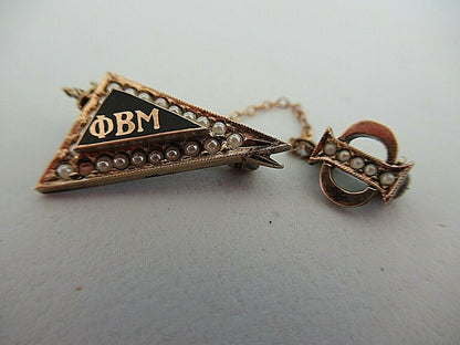 USA FRATERNITY PIN PHI BETA MU. MADE IN GOLD. MARKED 1349