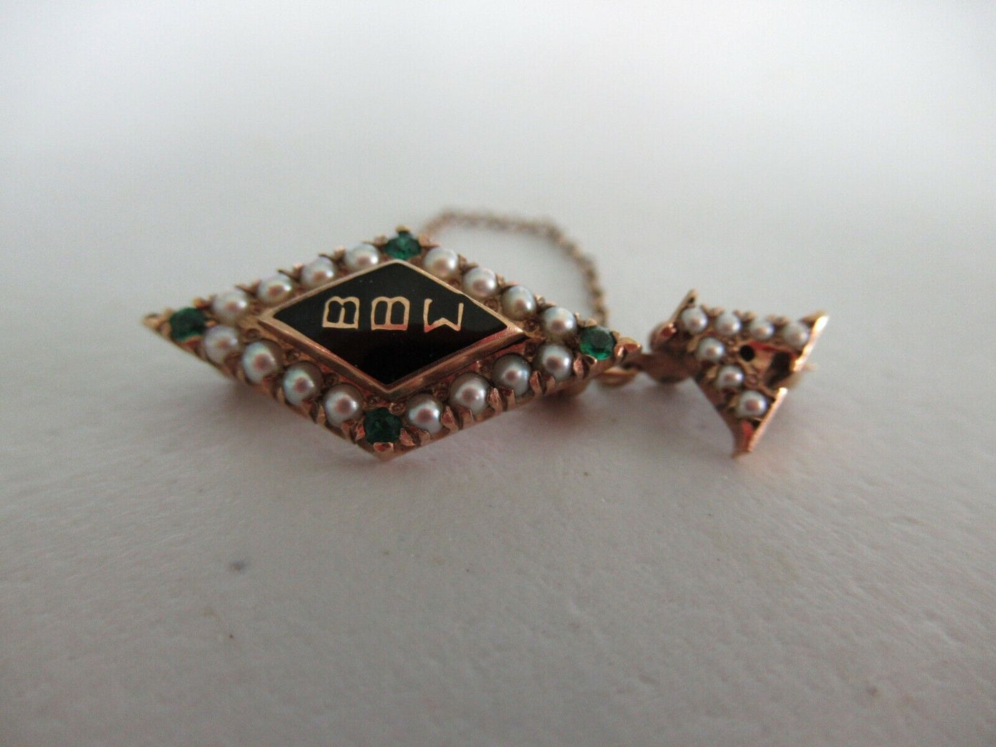 USA FRATERNITY PIN BETA BETA SIGMA. MADE IN GOLD. RUBIES. 1001