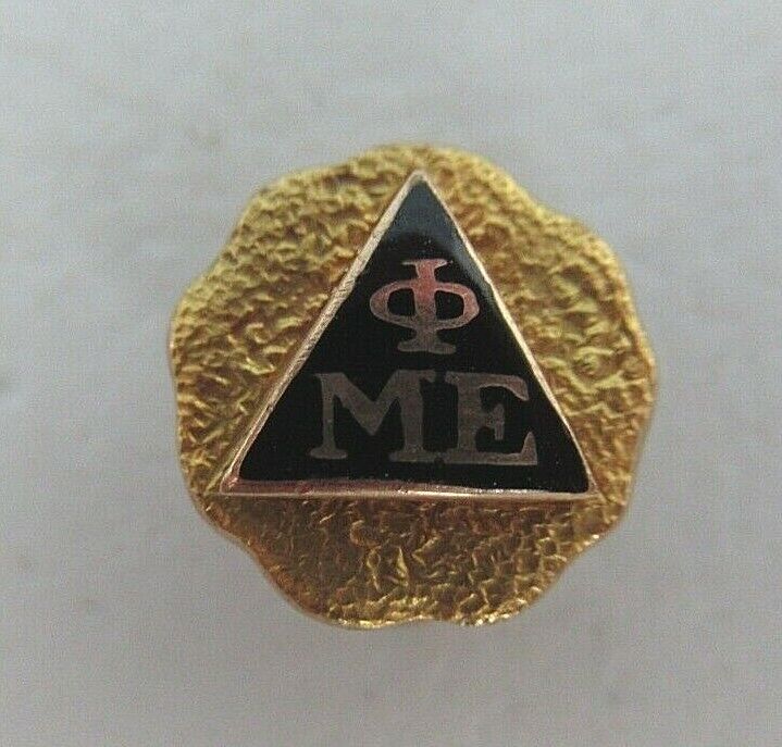 USA FRATERNITY PIN PHI MU EPSILON. MADE IN GOLD. NAMED. DELTA CHAP. 14