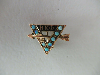 USA FRATERNITY PIN ETA KAPPA PHI. MADE IN GOLD 14K. OPALS!. MARKED. 98