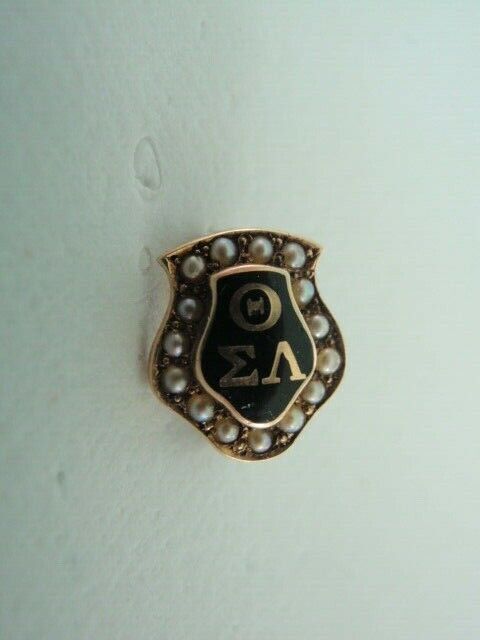 USA FRATERNITY PIN THETA SIGMA LAMBDA MADE IN GOLD 14K. RARE! 491