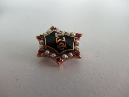 USA FRATERNITY PIN PHI SIGMA TAU. MADE IN GOLD. RUBIES. 881