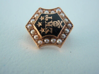 美国兄弟会 PIN SIGMA KAPPA UPSILON 。黄金制造。珍珠。 1907.N