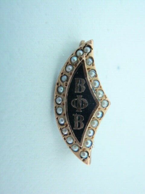 USA FRATERNITY PIN BETA PHI BETA. GOLD FILLED. MARKED. PEARLS. 457