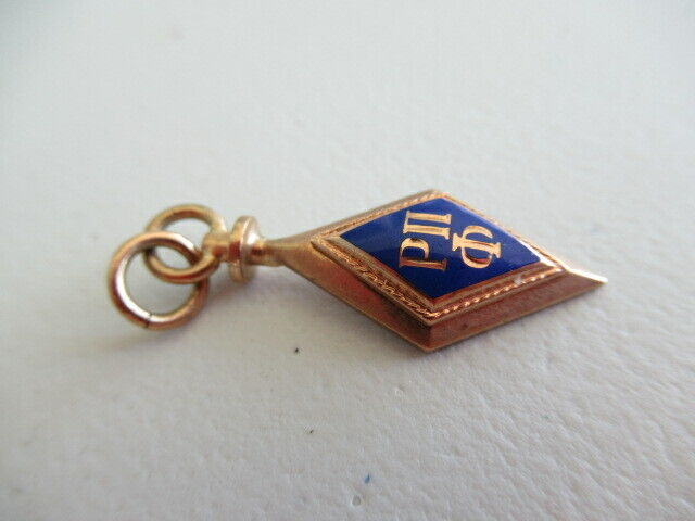 USA FRATERNITY KEY PIN RHO PI PHI. MADE IN GOLD 14K. MARKED. 717