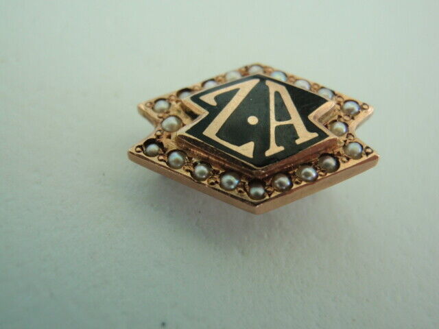 USA FRATERNITY PIN ZETA ALPHA. MADE IN GOLD 10K. NAMED. 686