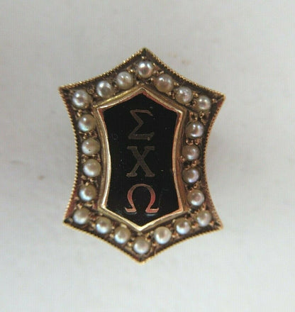USA FRATERNITY PIN SIGMA CHI OMEGA. MADE IN GOLD 10K. NAMED. MARKED. 1