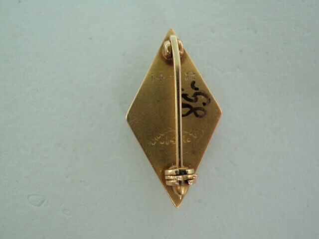 美国兄弟会 PIN OMEGA DELTA PHI。 14K 金制成。已注明日期。已标记。 5